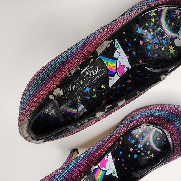 Iron Fist Red Blue & Purple Sequins Stiletto Platform High Heels Size 8 Barbie - Picture 4 of 9